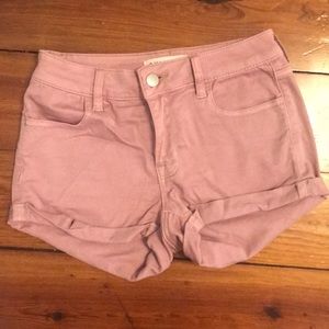 Light pink stretchy jean shorts